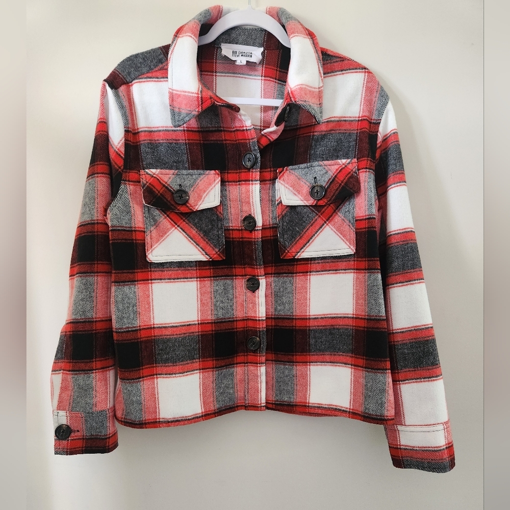 BB Dakota Steve Madden Plaid Button Up Shirt Jacket Large